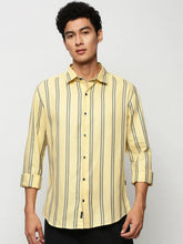 Men Yellow Striped Casual Casual Shirts-YARROWSTRIPE-5643-Yellow